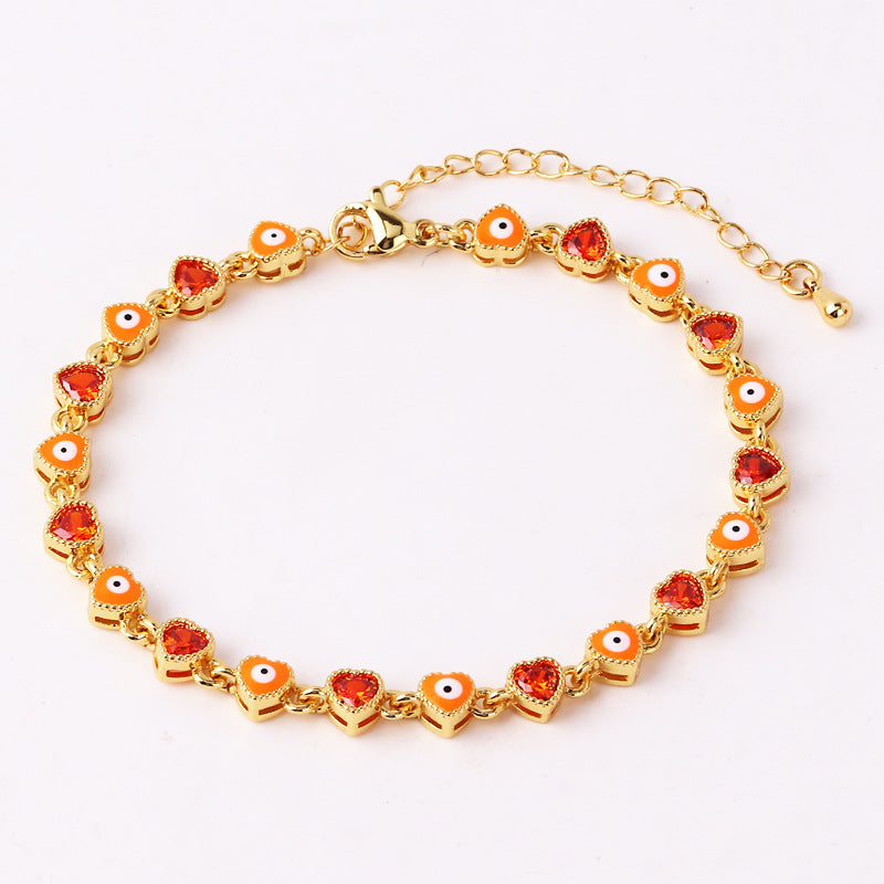 Wholesale Zircon Heart Devil Eyes Adjustable Bracelet Zircon Bracelets ACC-BT-Ruib001