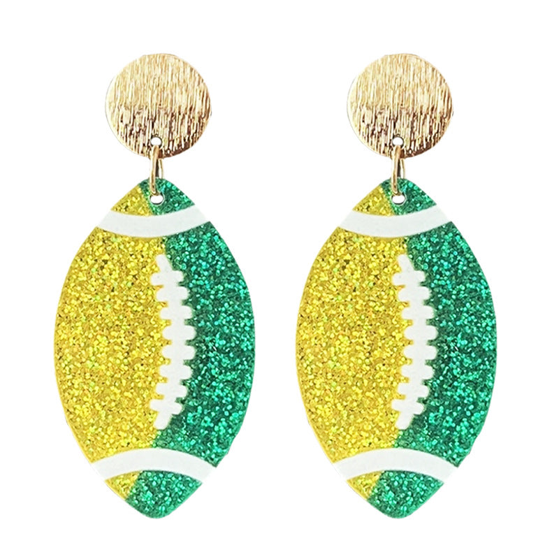 Wholesale  source football soccer color contrast fashion ladies shiny acrylic earrings