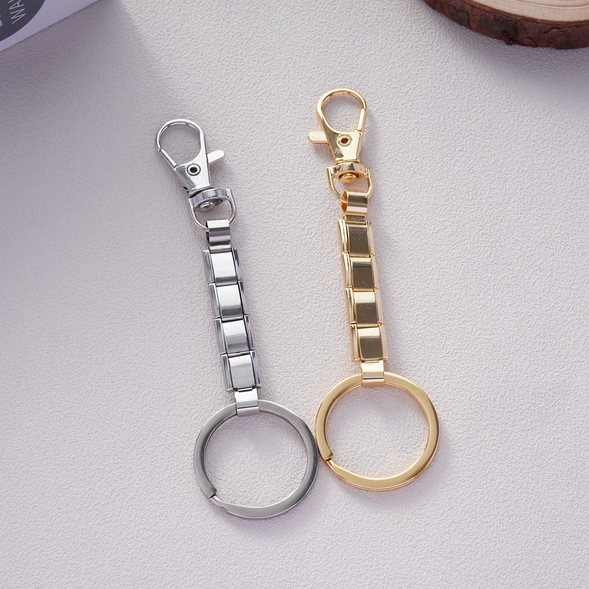Wholesale 5pcs Stainless steel gold plated Italian charm keychain
