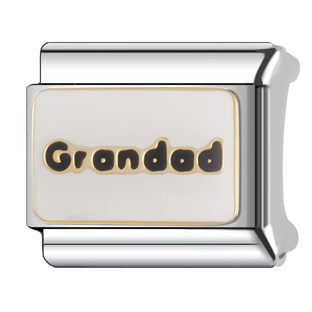 Wholesale Italian Charm Bracelet 9mm DIY Splicing English Series Stainless Steel Composable Bracelet