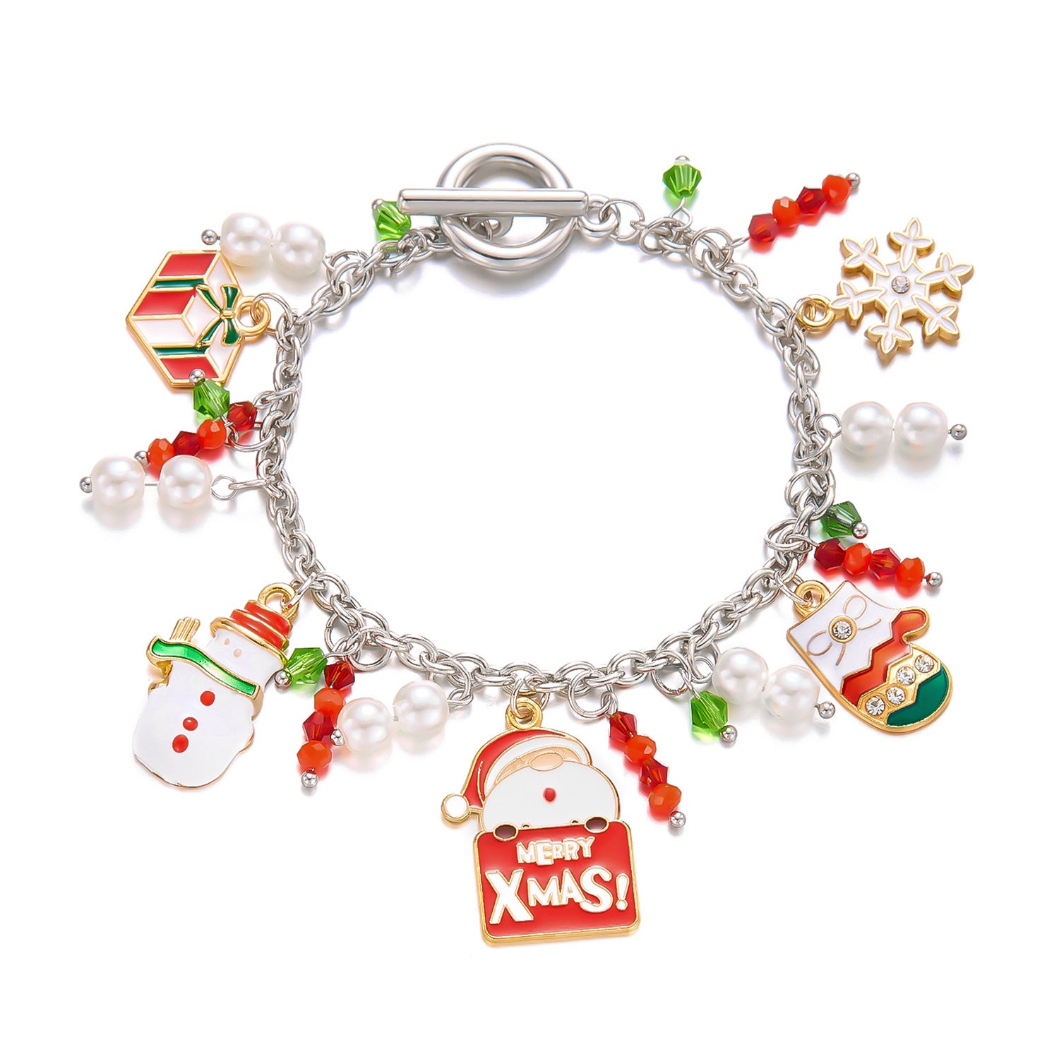 Wholesale Christmas Cartoon Santa Claus Elk Christmas Tree Pendant Bracelet ACC-BT-FanYou004