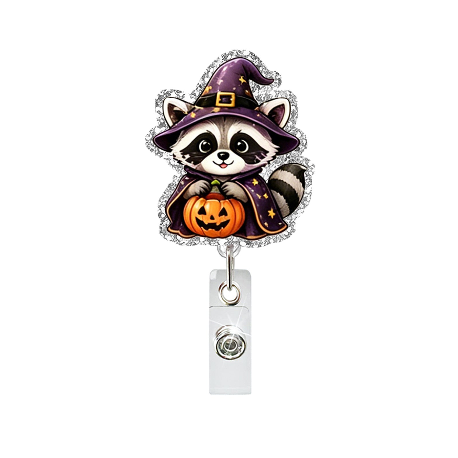 Wholesale  Cute Raccoon Acrylic Retractable Badge Holder with Alligator Clip