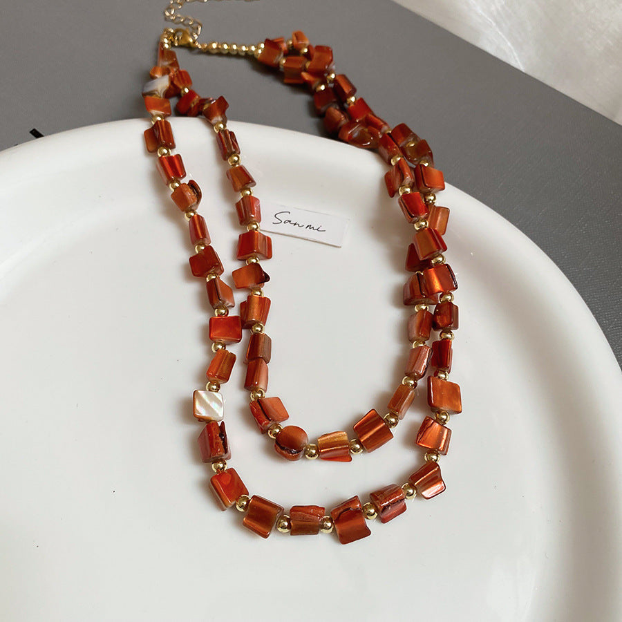 Wholesale Irregular Shell Bead Clavicle Necklace,  Resort Style Geometric Handmade Jewelry Accessory for Women