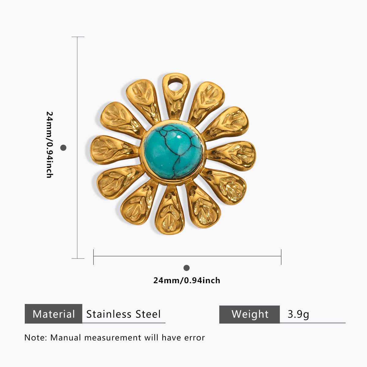 Wholesale 5pcs Stainless steel 18K vacuum plating color  flower pendant