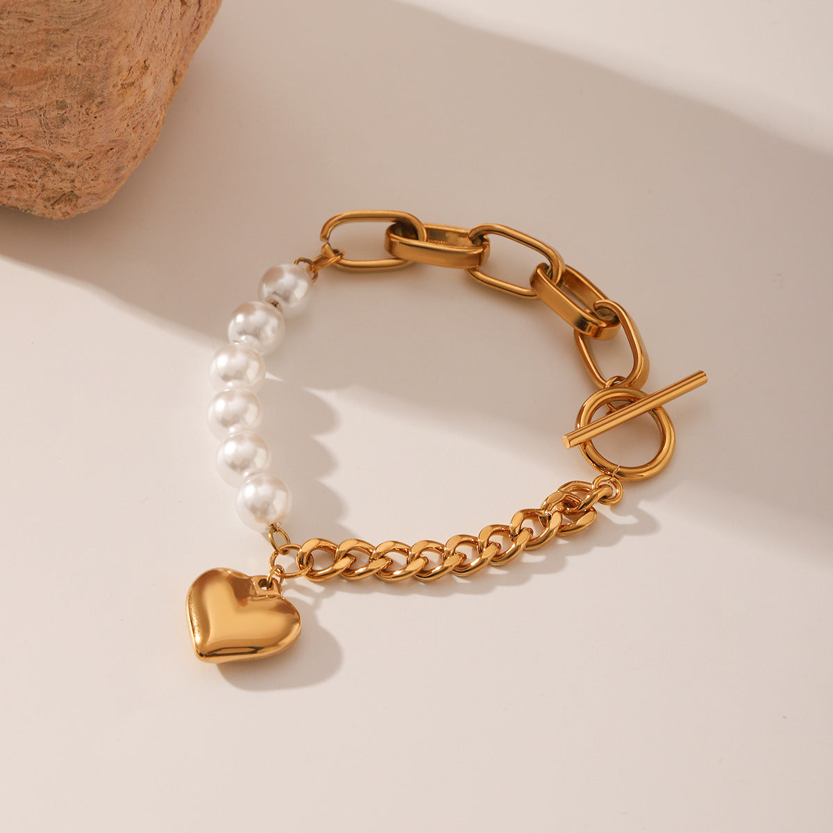 Wholesale  Heart-Shaped Pendant Titanium Steel Bracelet Fine Jewelry