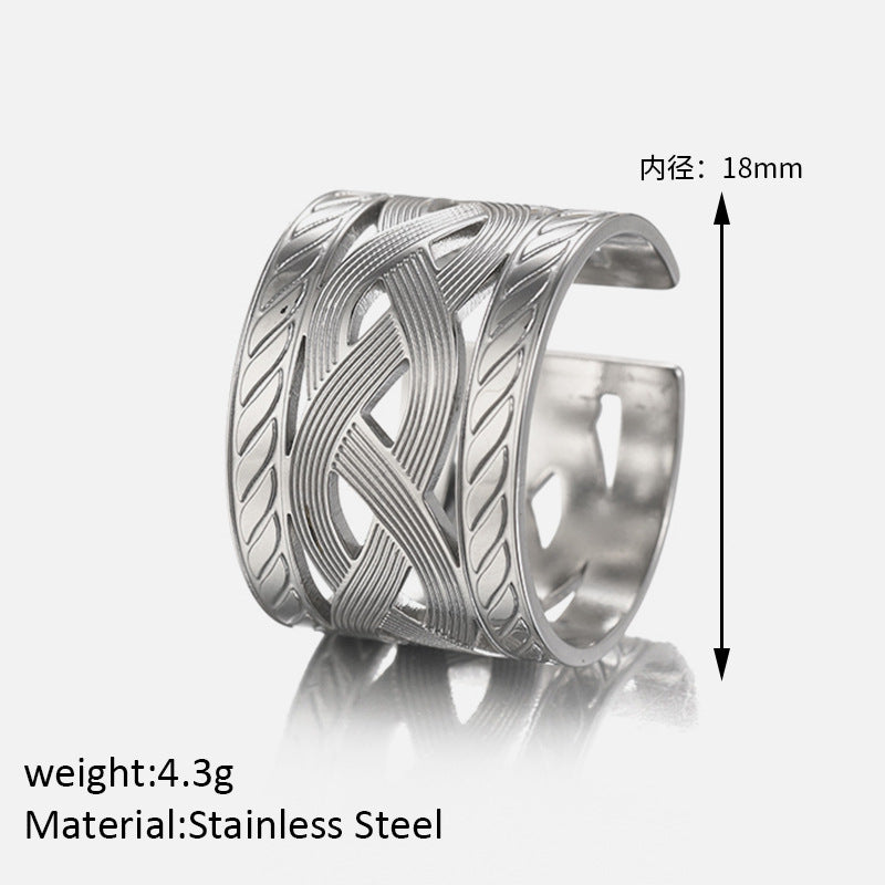 Wholesale Stainless Steel  Retro Pure Metal Braided Oil  Ring