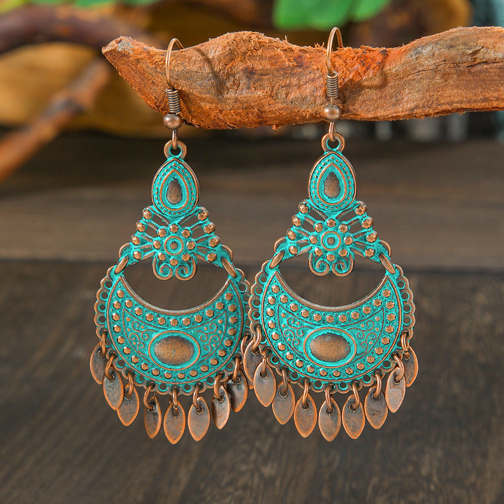 Wholesale Zinc Alloy Ethnic Bohemian Geometric Hollow Water Drop Earrings for Women Fashion Jewelry Accessory