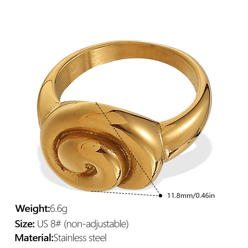 Wholesale  Luxury Elegant Stainless Steel 18K Gold Threaded Rotating Ring Versatile Trendy High-End Jewelry