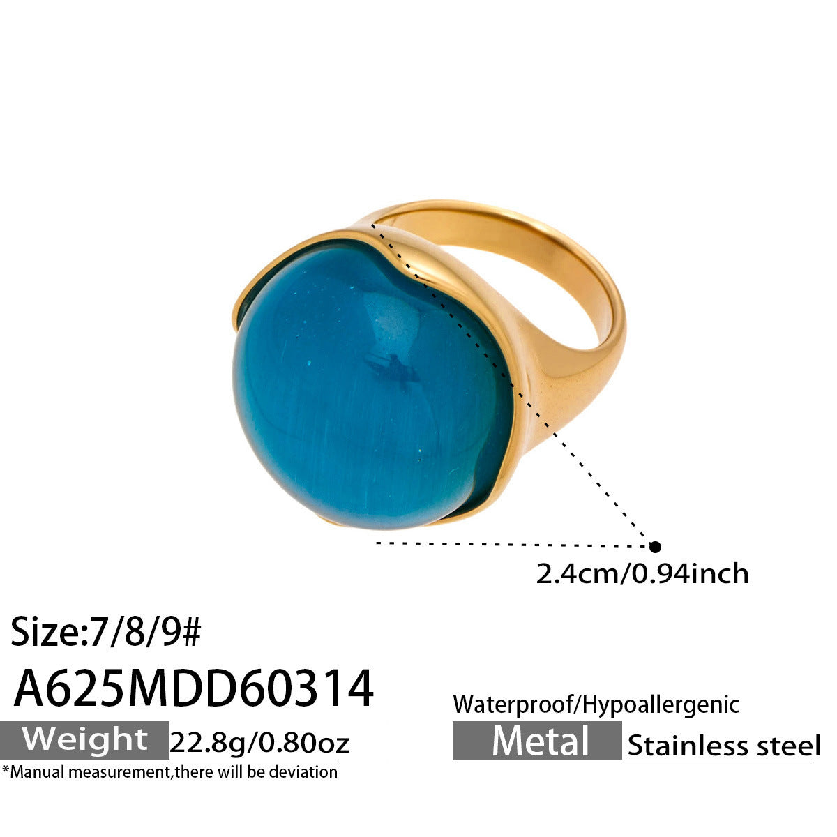 Wholesale Elegant Light-Luxury Stainless Steel Oval Opal Ring
