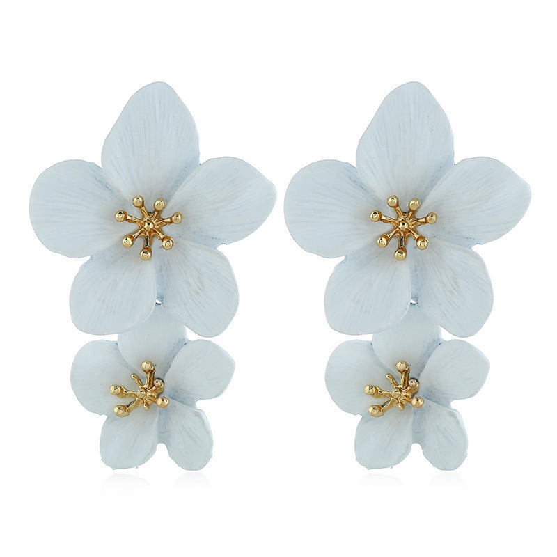 Wholesale  Fresh Flower Earrings Women's Bohemian Double-layer Long earring