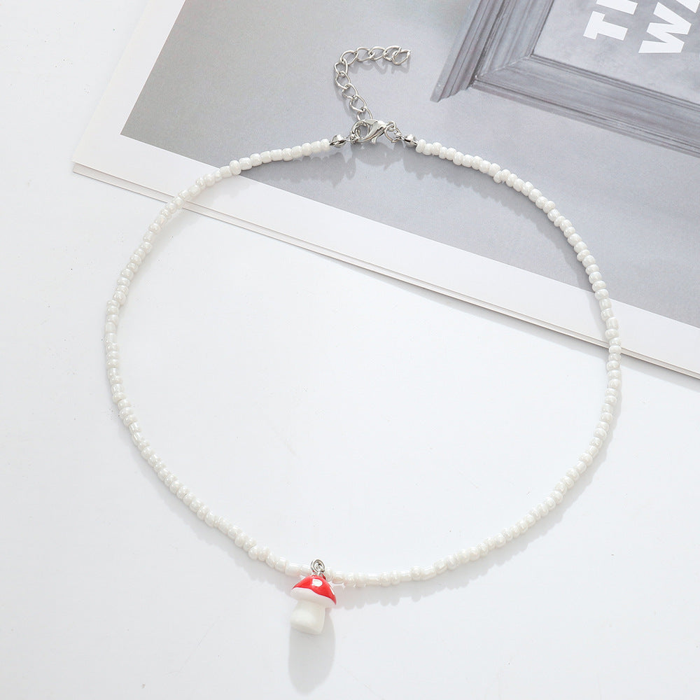 Wholesale Color Female Color Mushroom Beaded Necklace