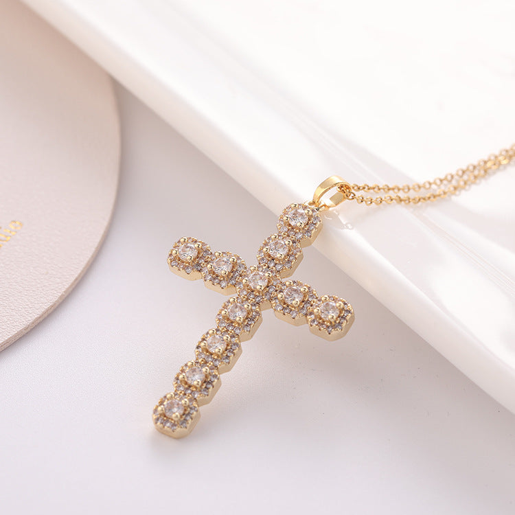 Wholesale Zircon Cross Pendant Necklaces Zircon Clavicle Chain ACC-NE-SY009