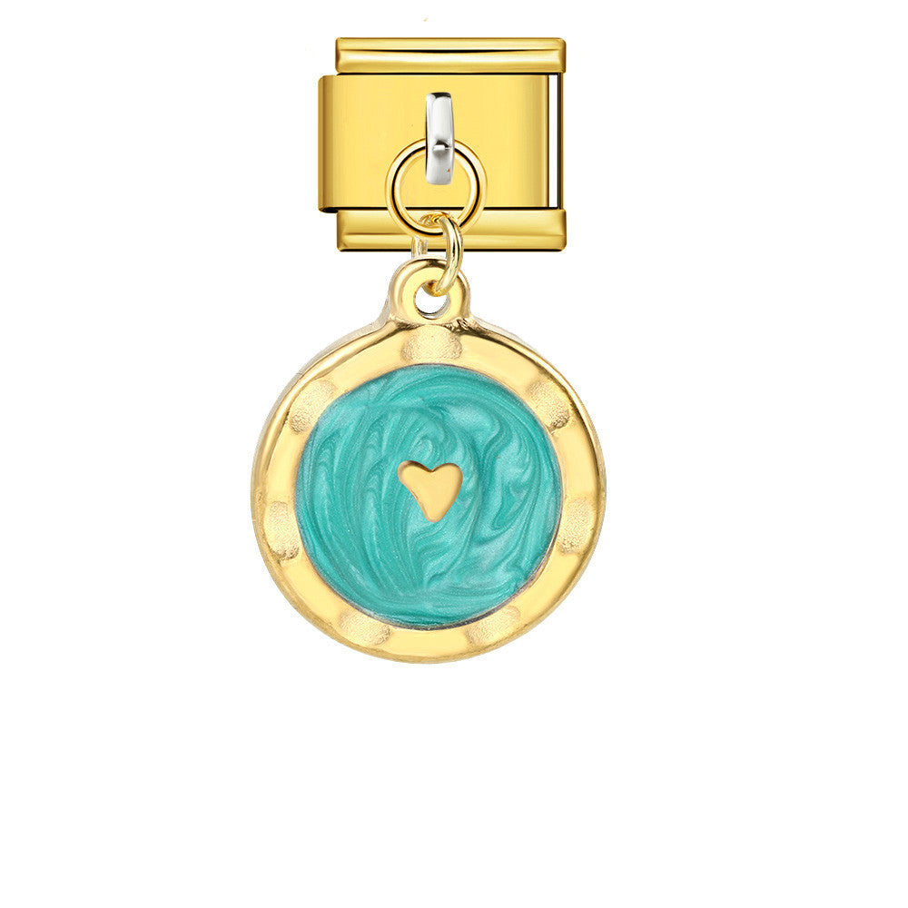 Wholesale 5pcs Italian Charm Bracelet 9mm DIY Splicing Gold and Silver Round Pendant Stainless Steel Composable Bracelet