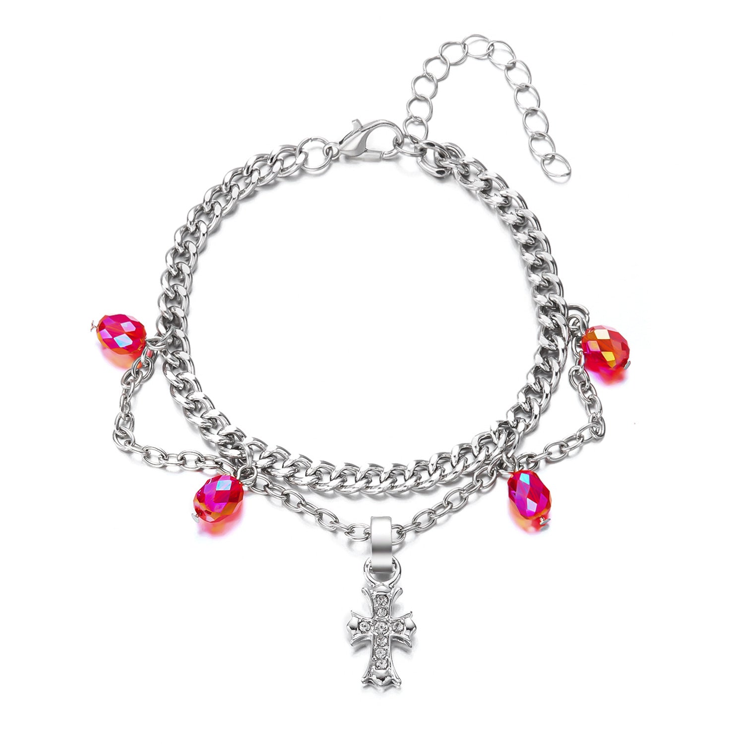 Wholesale Cross-shaped diamond tassel necklace