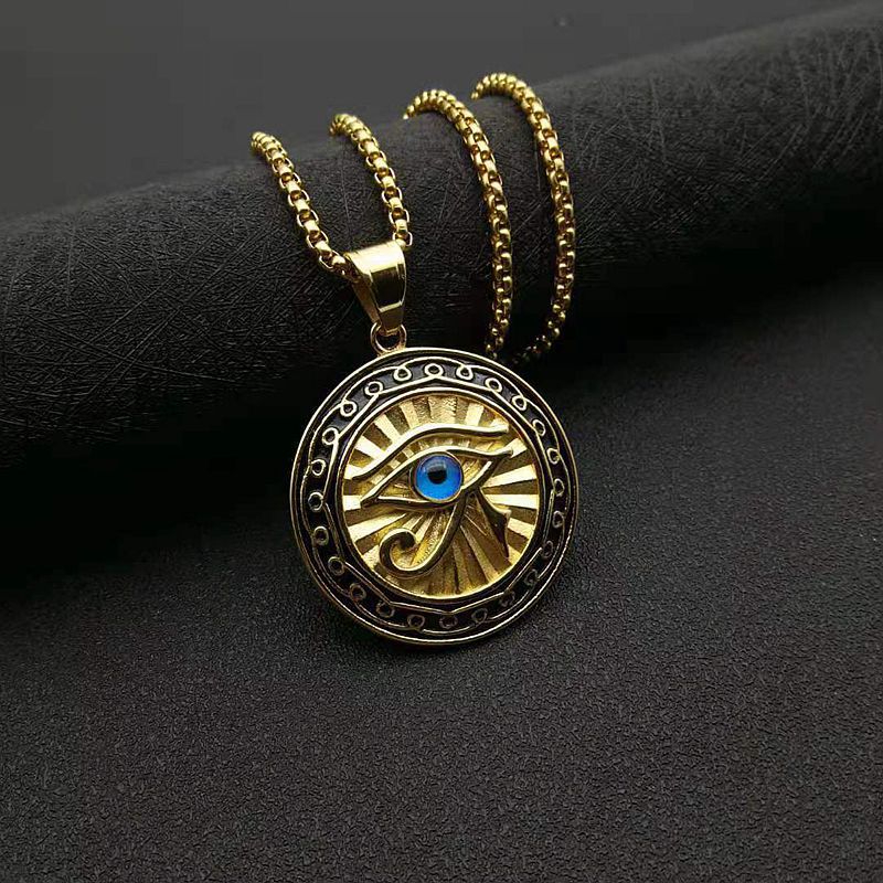 Wholesale  Egypt Eye of Horus Jewelry Gold Plated Blue Eye Round Brand  Necklace