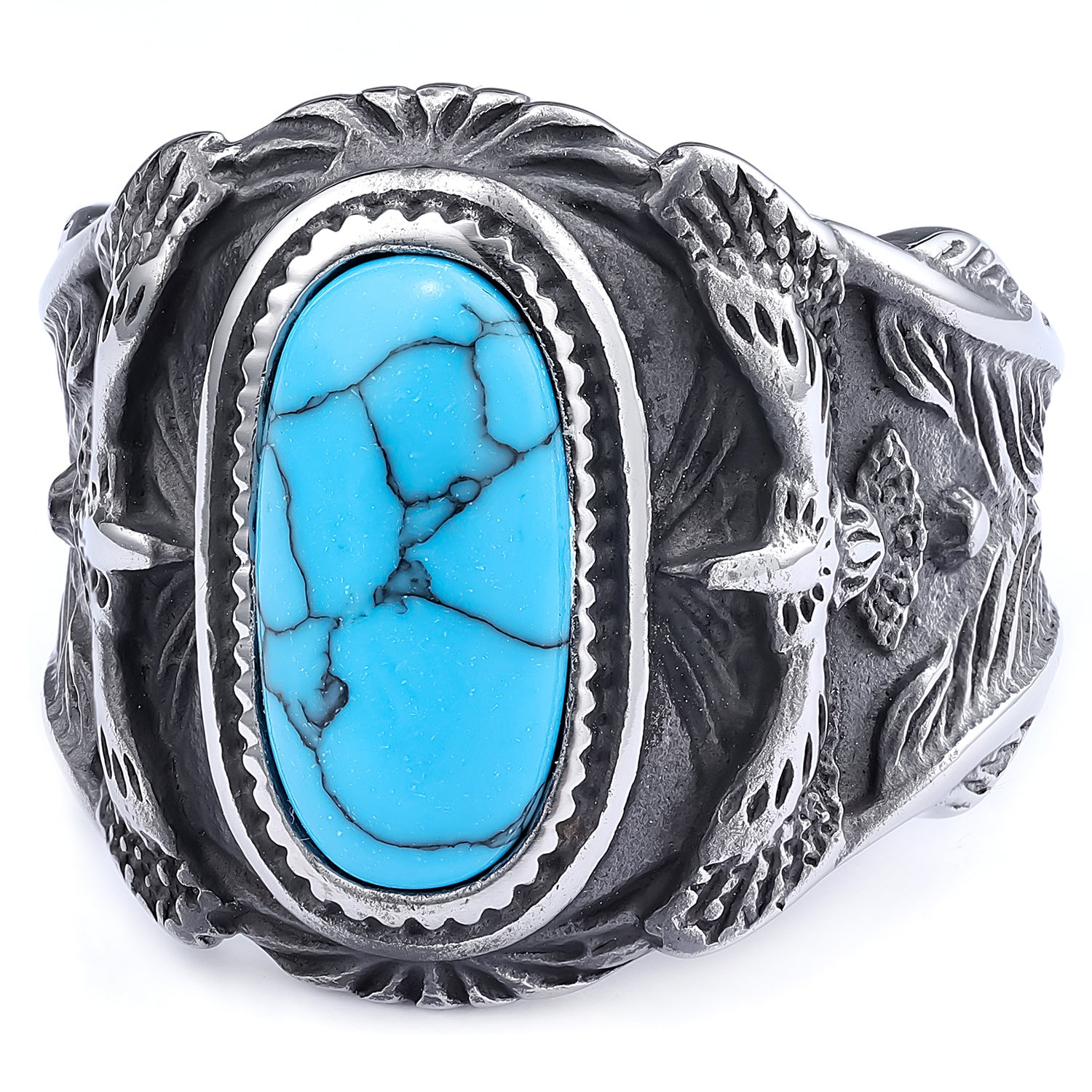 Wholesale Personalized Turquoise Ring Eagle Men's Ring Stainless Steel ACC-RS-Moer003