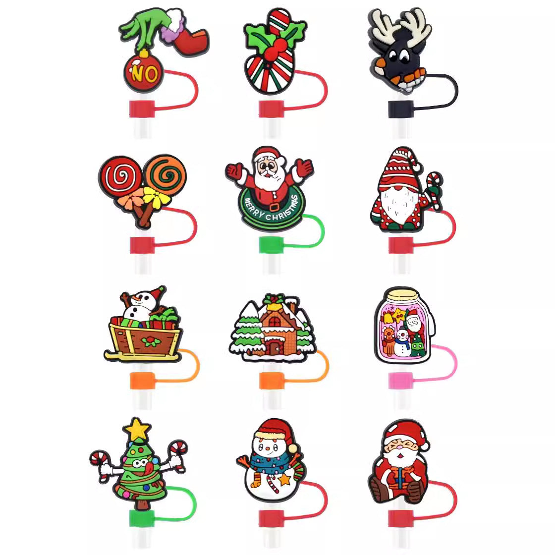 Wholesale 10pcs Christmas Series 10mm Straw Cover Straw Tube Cap