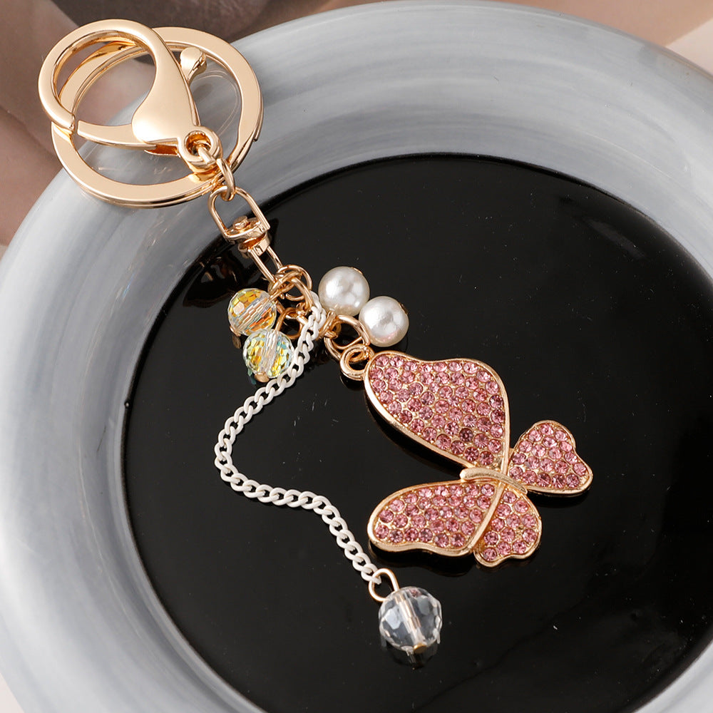Wholesale Tassel Butterfly Alloy Diamond Keychains ACC-KC-ChenHui011