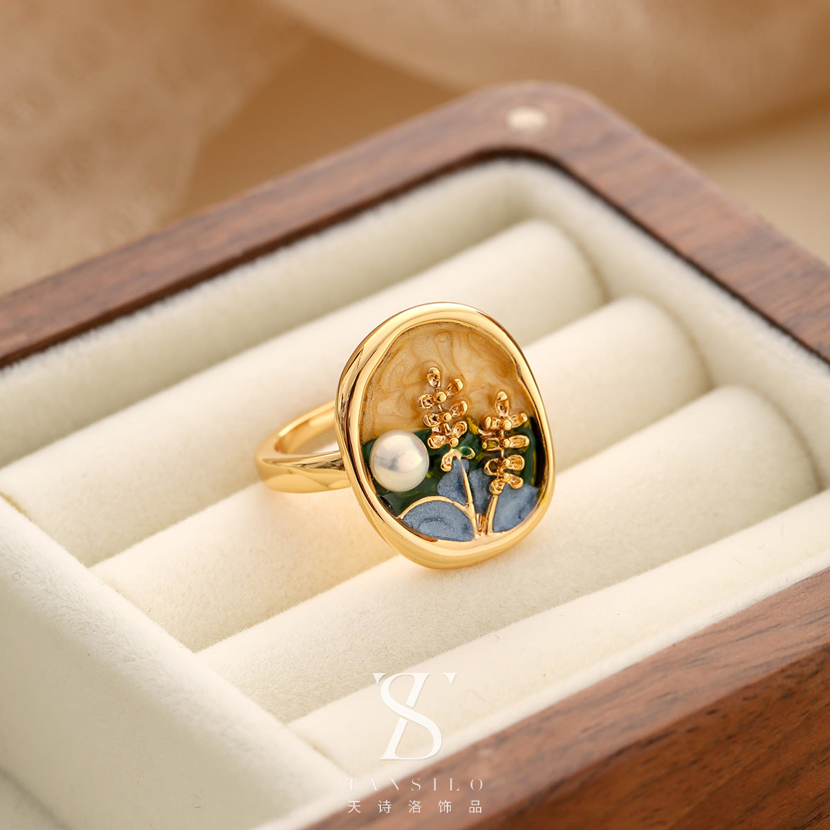 Wholesale Real Pearl Butterfly Ring Opening Ring Adjustable Non-fading Index Finger Ring