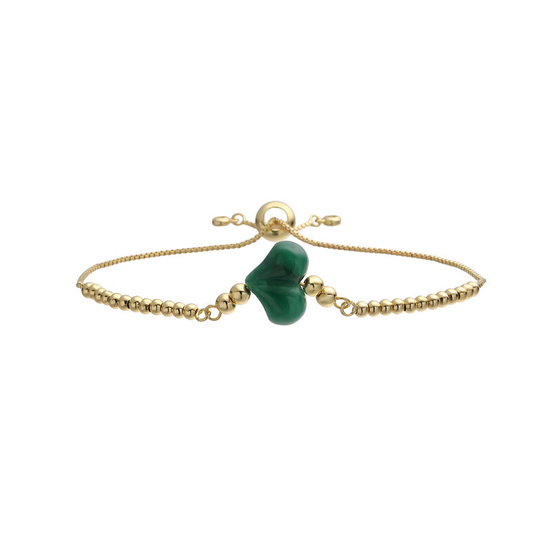 Wholesale Gold Plated Copper Heart Beaded Bracelet Minimalist Unisex Jewelry Accessory For Everyday Wear And Gifting