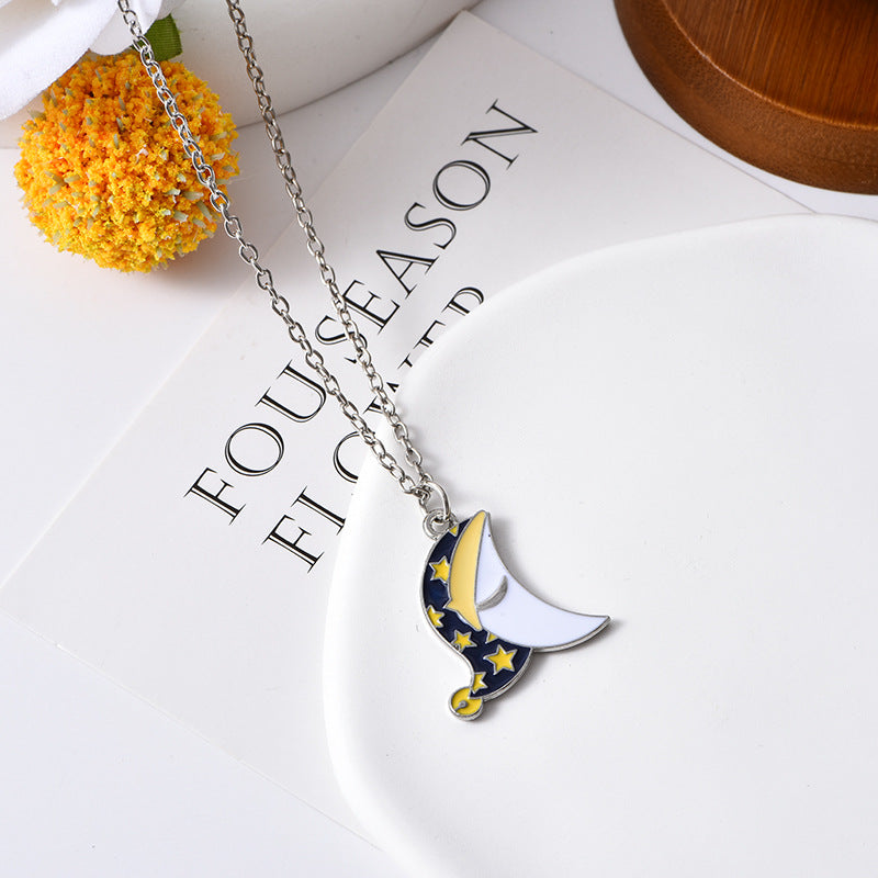 Wholesale sun and moon couple stitching necklace