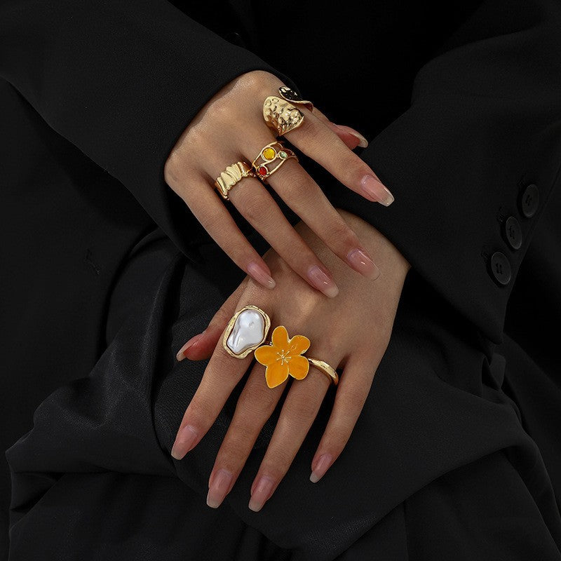 Wholesale  liquid lava flower open ring