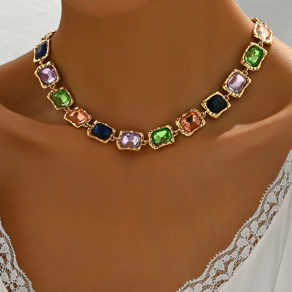 Wholesale  Alloy Color Diamond Light Luxury Necklace