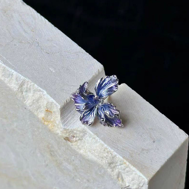 Wholesale gradient blue purple flower earrings