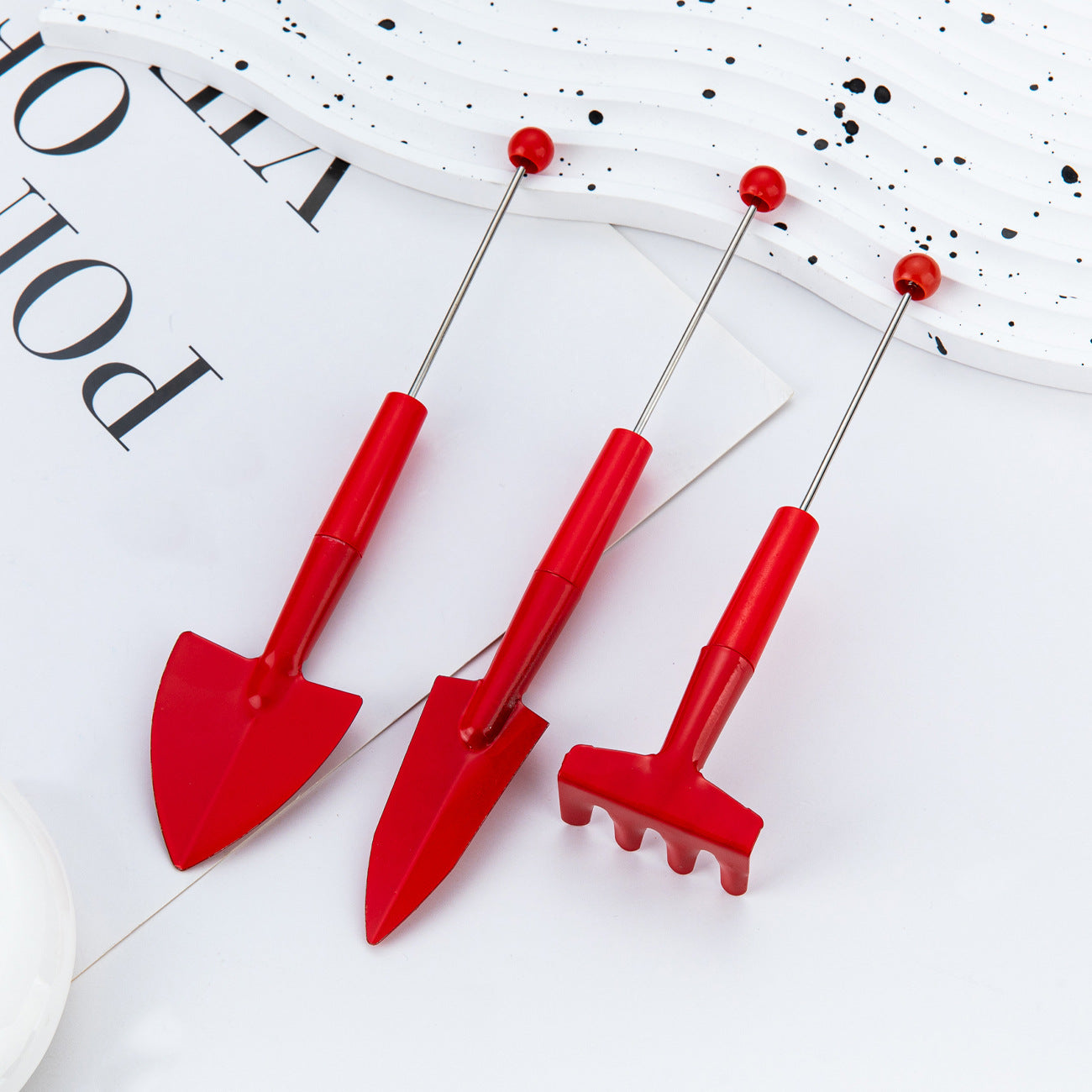 Wholesale DIY Beadable Mini Garden Tools Set Macaron Color DIY Beaded RoseFlower Succulent Plants Tools