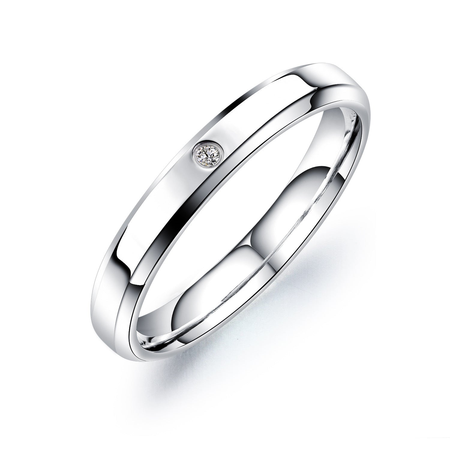 Wholesale  micro diamond ring titanium steel couple ring