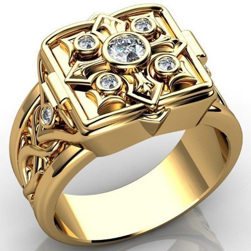 Wholesale Gold Cross Pattern Openable Alloy Ring for Women Fashion Accessory