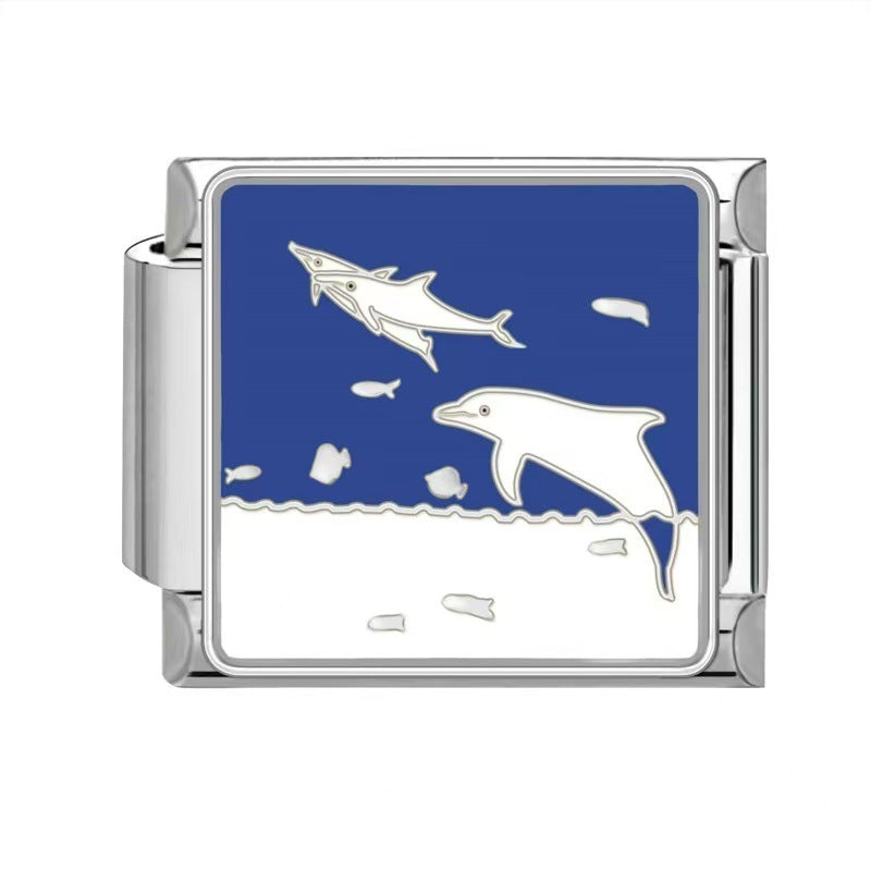 Wholesale Italian Charm Bracelet 9mm DIY Splicing Ocean Series Stainless Steel Composable Bracelet