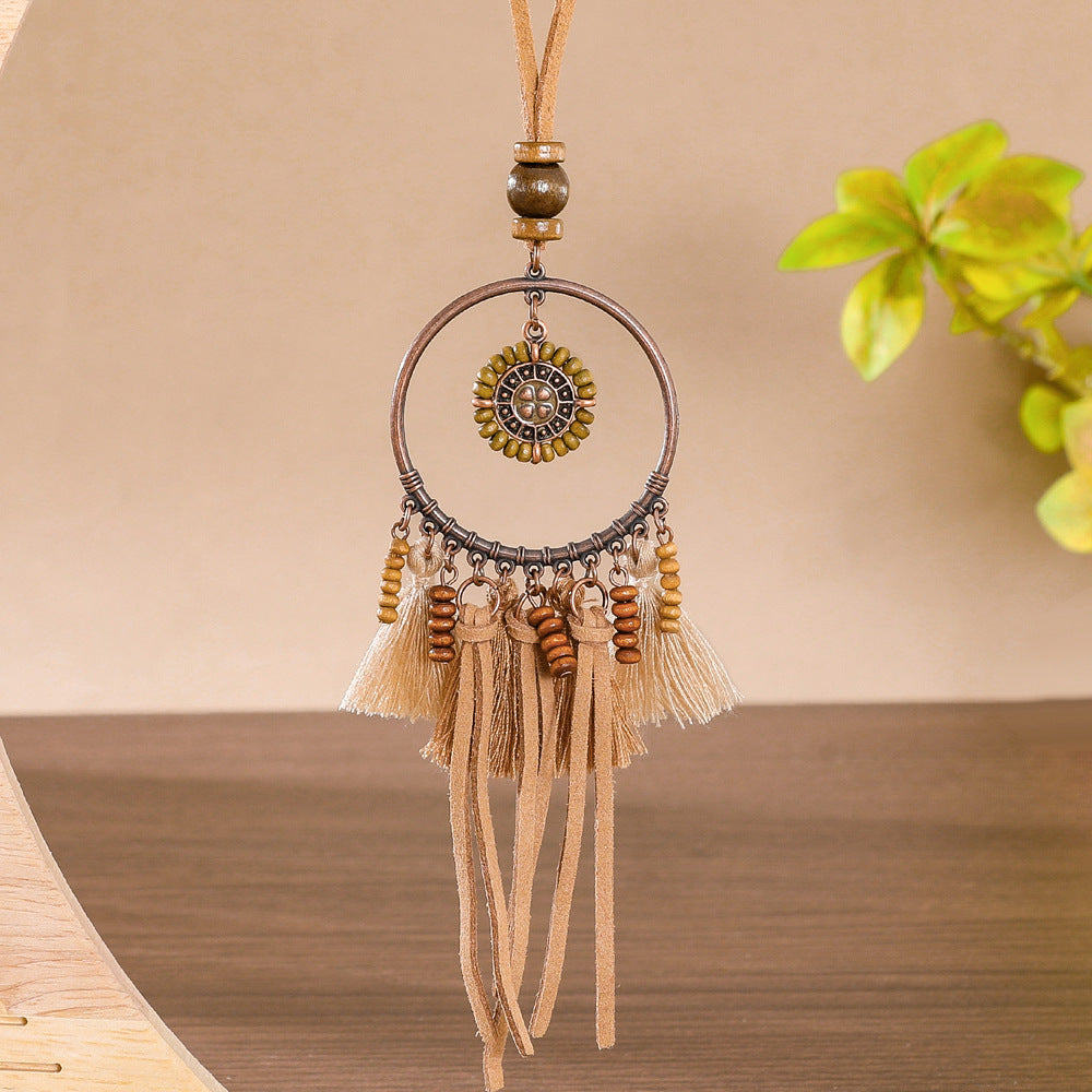 Wholesale Bohemian Tassel Necklace Fishbone Shell Coffee Color Holiday Style Jewelry Accessory Boutique Resale