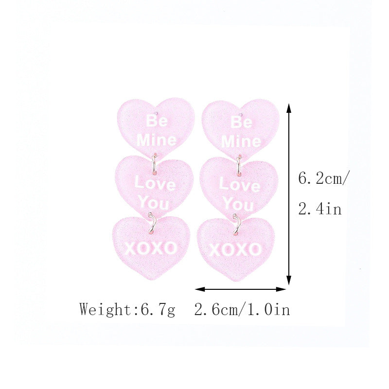 Wholesale Valentine' s Day Acrylic Heart Earrings