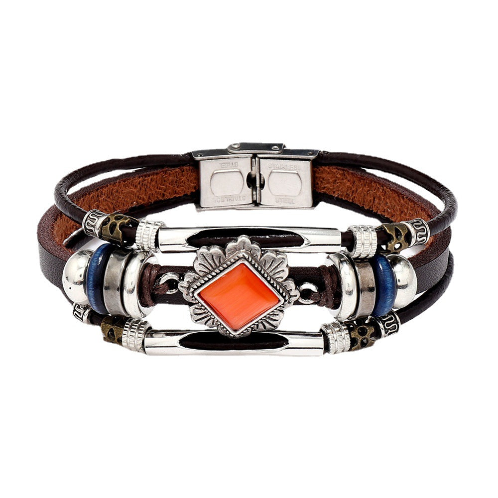 Wholesale Leather vintage multi-layer bracelet