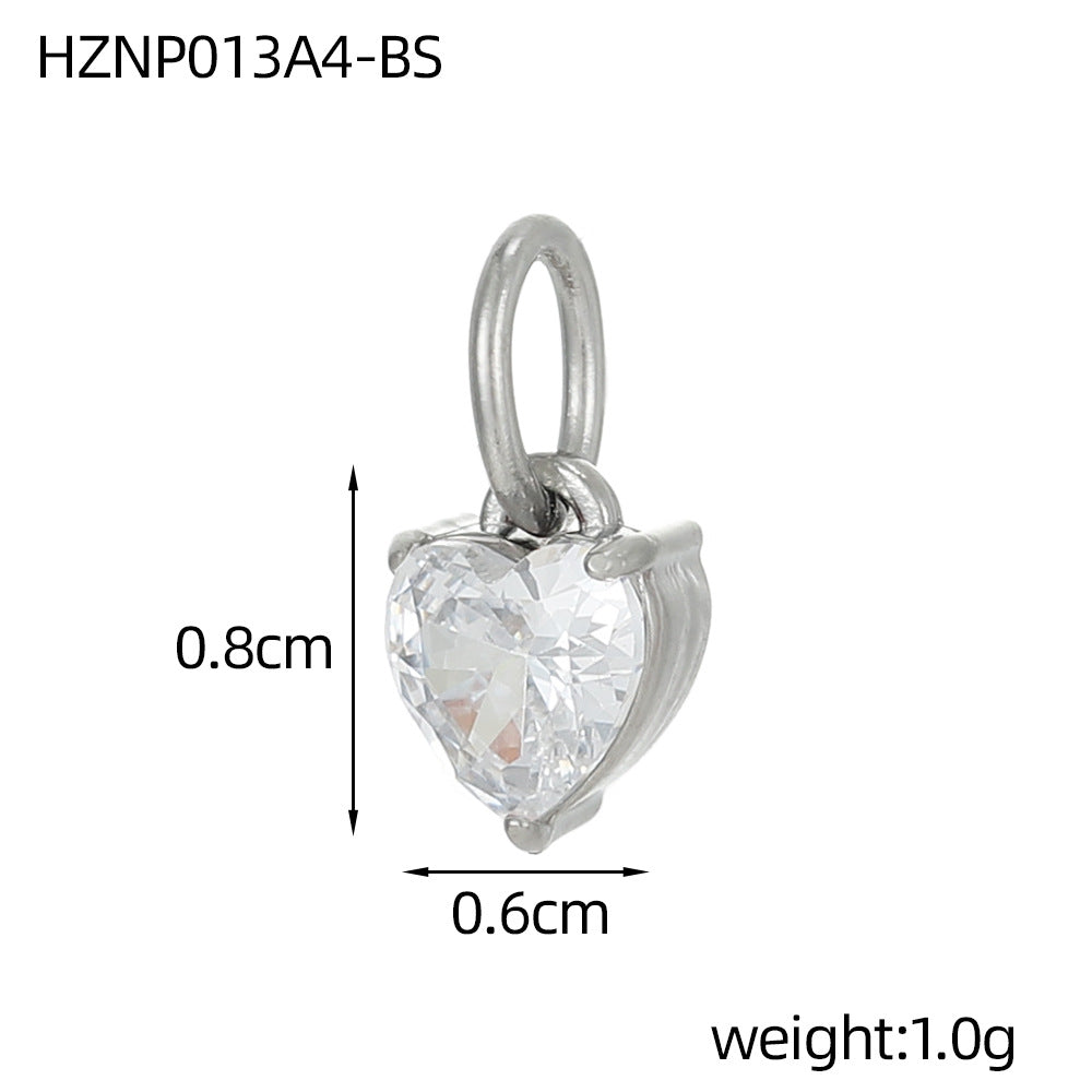 Wholesale stainless steel heart-shaped zircon pendant