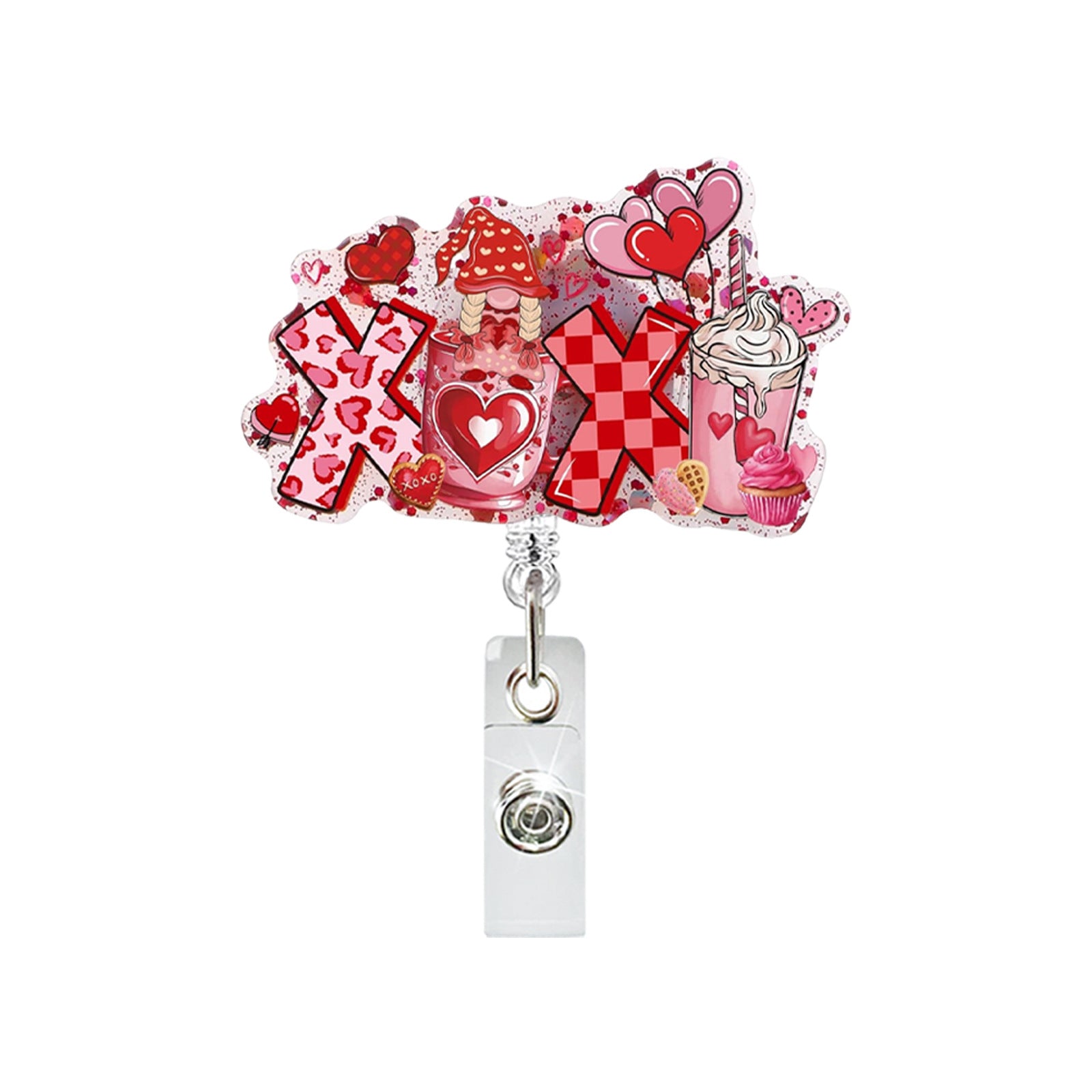 Wholesale Valentine' s Day Love Confession Acrylic Retractable ID Badge Clip - Fashion Accessory