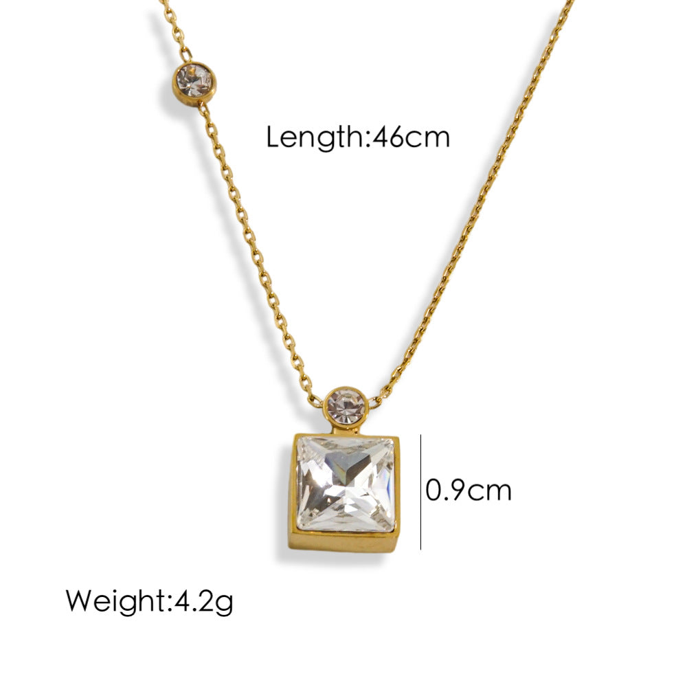 Wholesale  color square diamond Stainless steel necklace