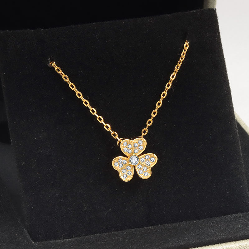 Wholesale S925 sterling silver clover polished necklace