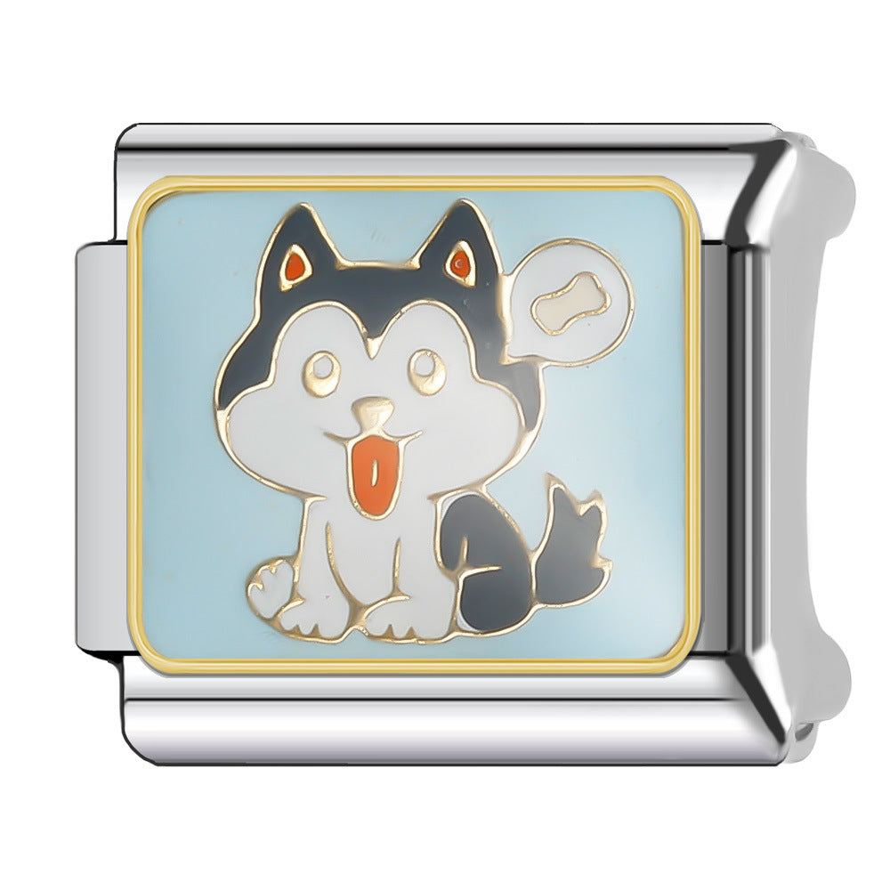 Wholesale Italian Charm Bracelet 9mm DIY Splicing Cute Animal Series Stainless Steel Composable Bracelet