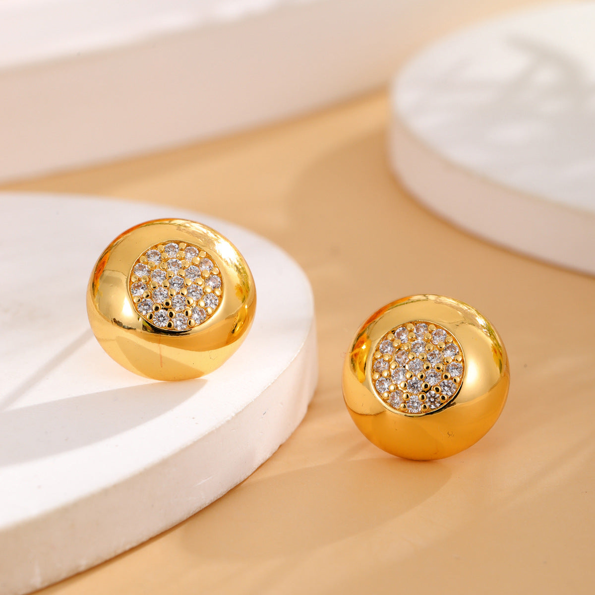 Wholesale diamond full  luxury stainless steel earrings