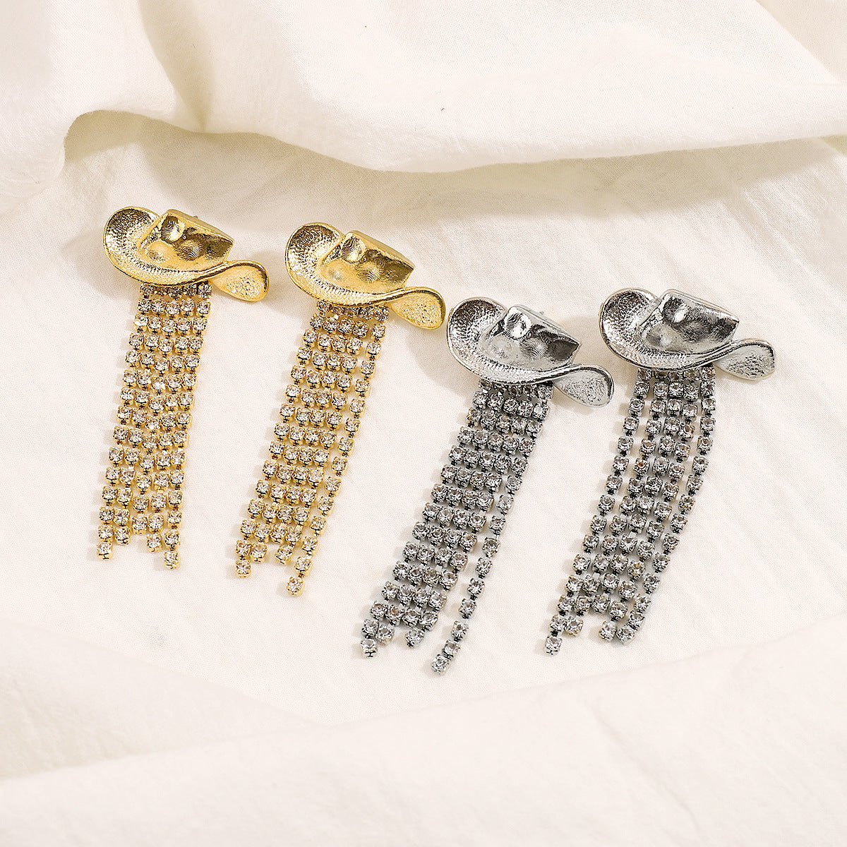 Wholesale  Western Denim style hat tassel earrings