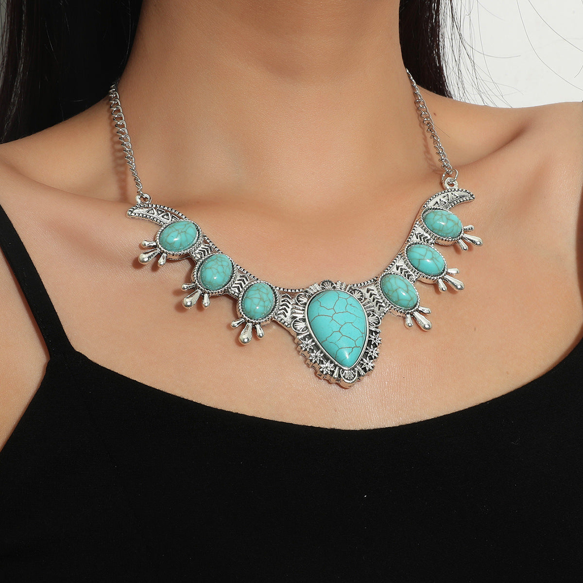 Wholesale Vintage Turquoise Alloy Necklace ACC-NE-JunJie005