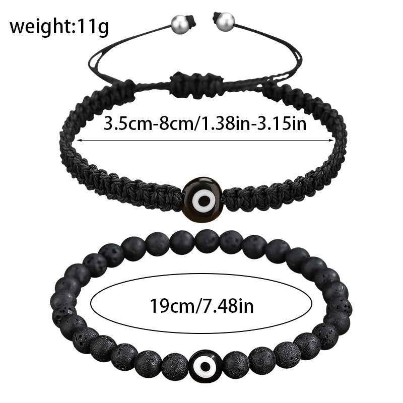 Wholesale Handmade Woven Evil Eye Bracelet With Black Beads Unisex Cord Jewelry Accessory For Everyday Casual Wear