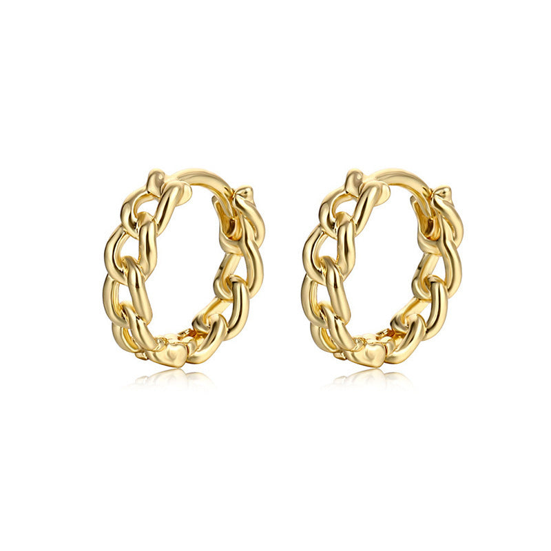 Wholesale light luxury chain twist circle earrings