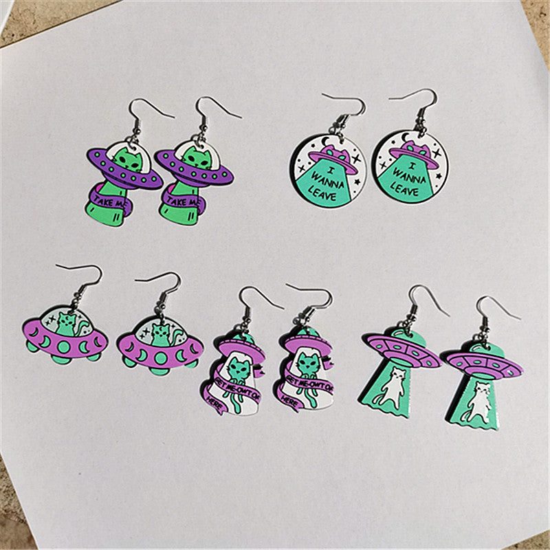 Wholesale Acrylic Cat Earrings Colorful Fashion Jewelry Accessory