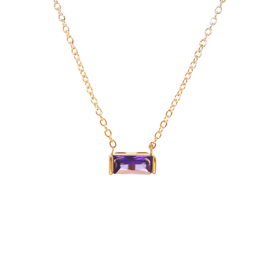 Wholesale Stainless Steel 12 Birthstone Necklace Zircon Necklace