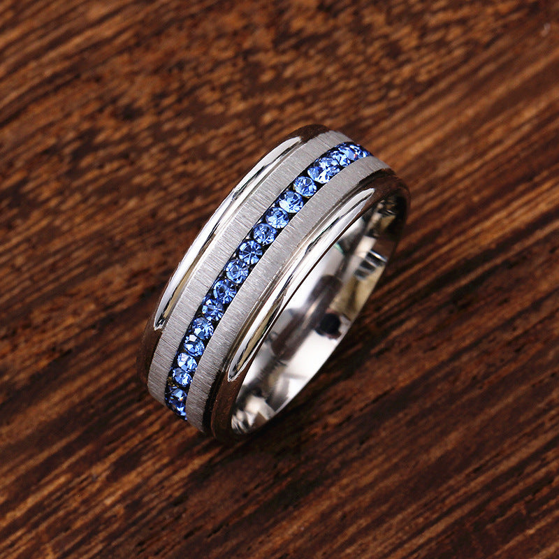 Wholesale Titanium Steel Blue Diamond Ring Pinky Ring Men's Rings ACC-RS-GouYa006