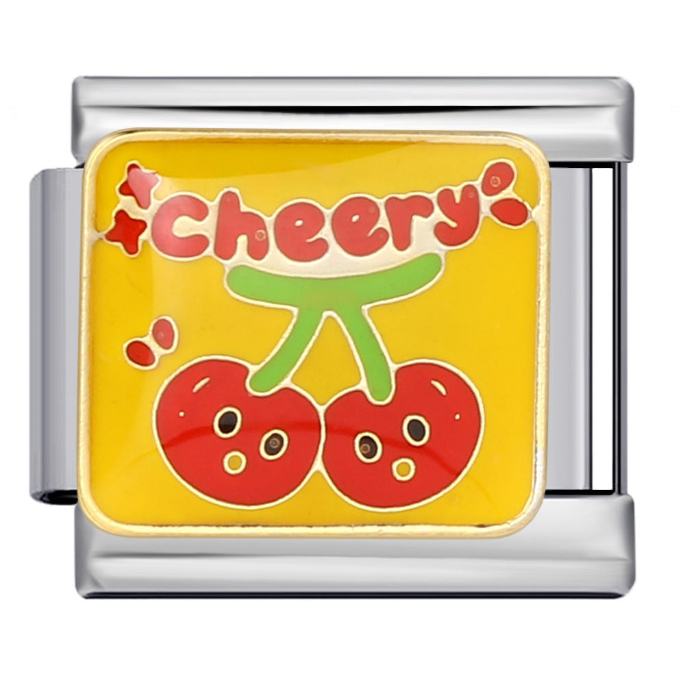 Wholesale Italian Charm Bracelet 9mm DIY Splicing Removable Fruit and Vegetable Series Stainless Steel Composable Bracelet