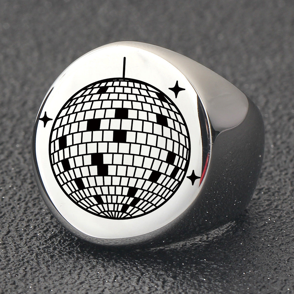 Wholesale titanium steel round smooth laser personalized earth ring